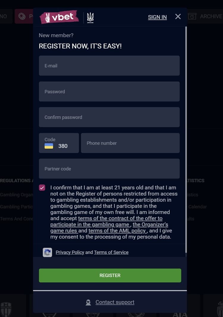 vbet registration