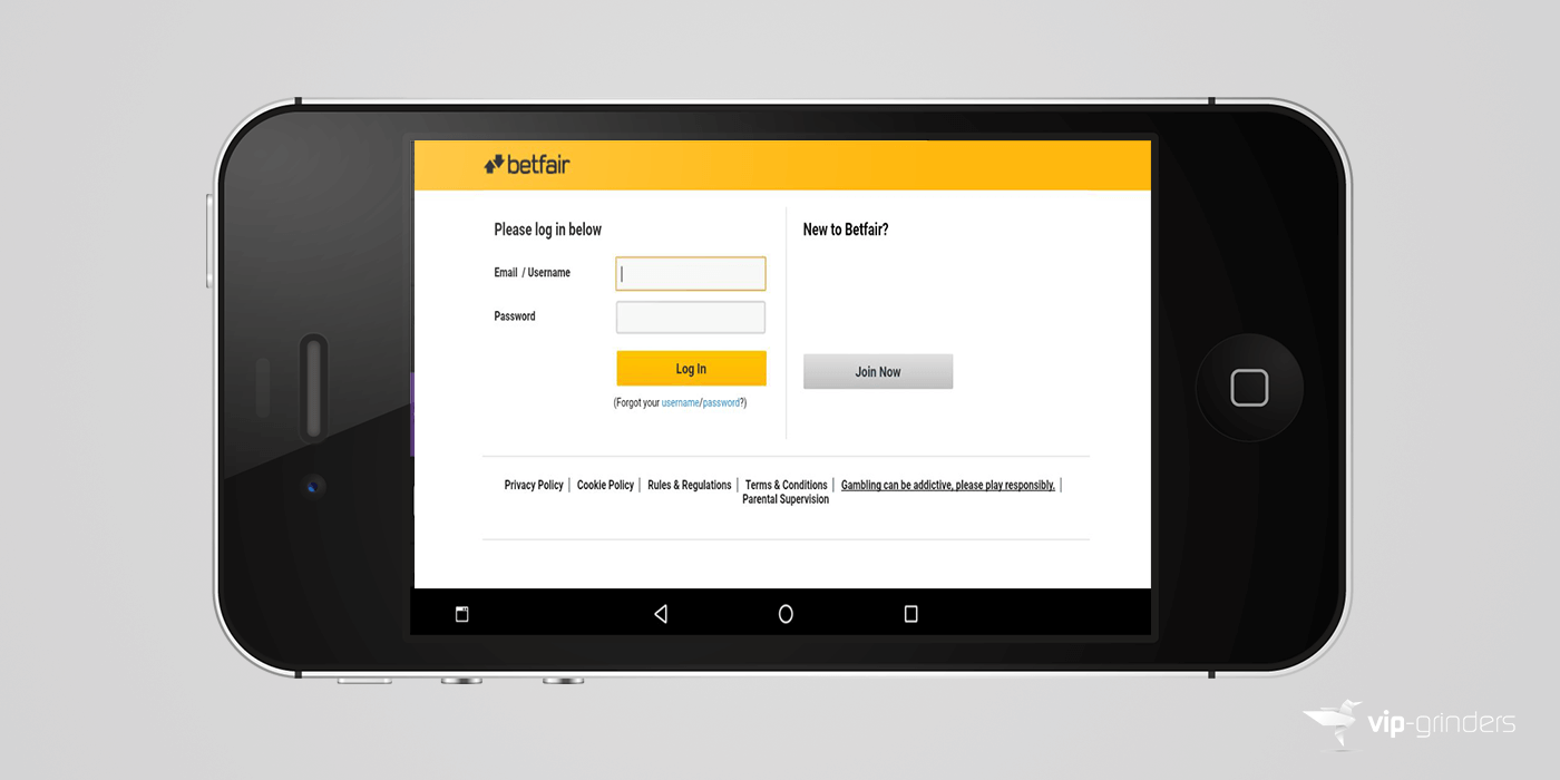 Betfair Mobile Poker App Log-in