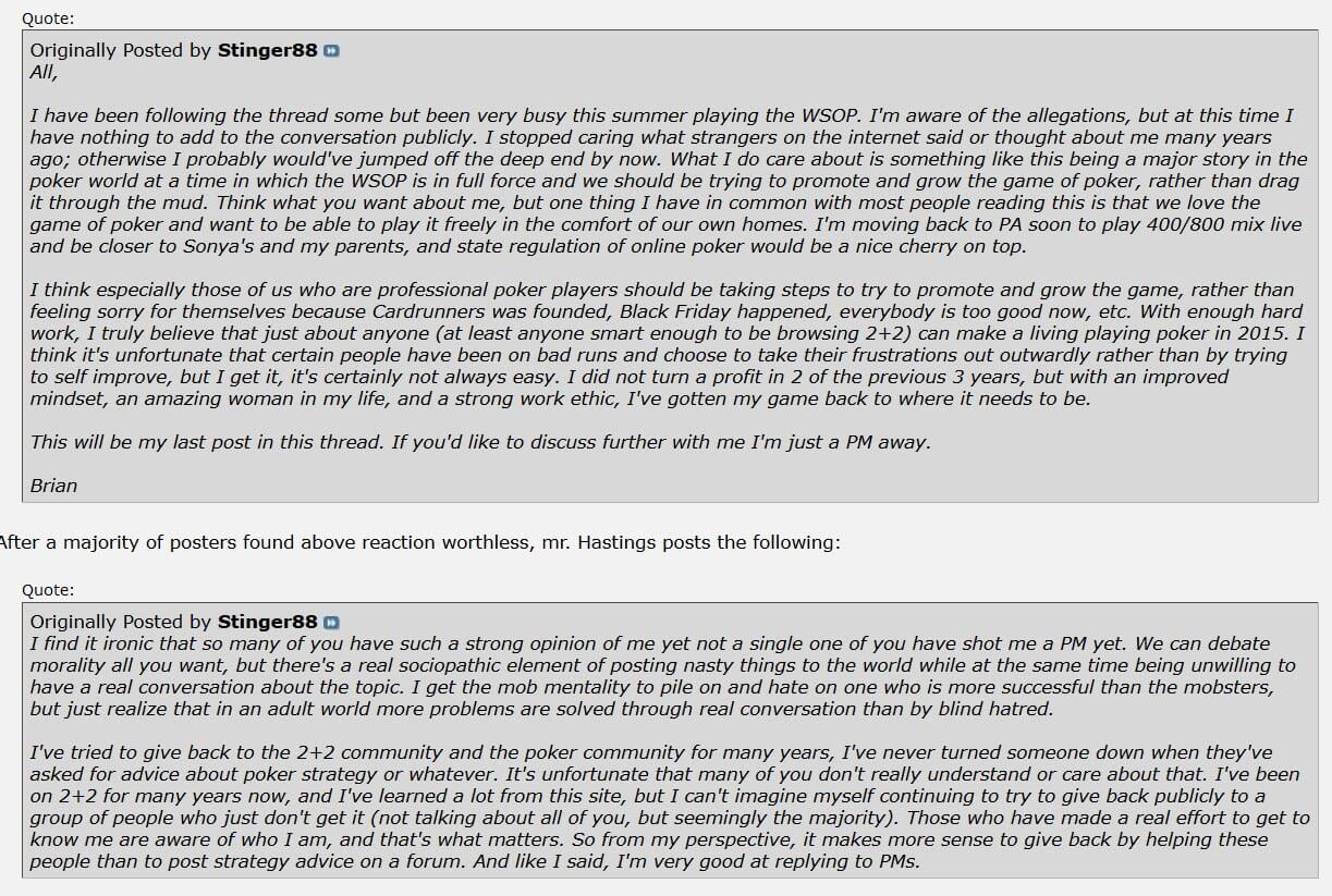 Pokerbakes says he was scammed by Brian Hastings ghosting the Noel Hayes account