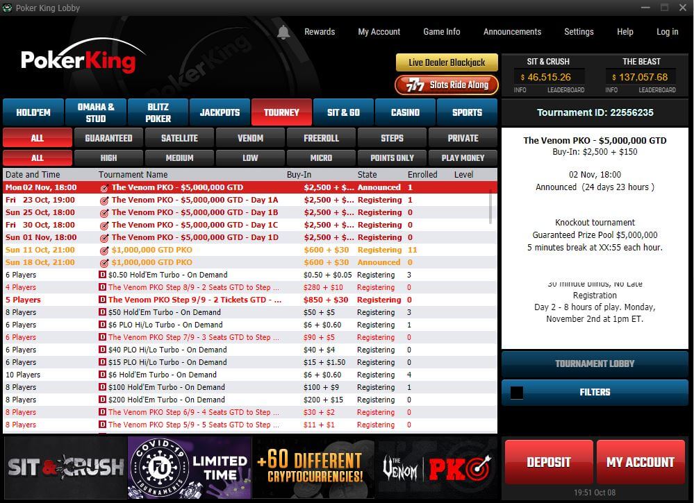 pokerking tourney lobby