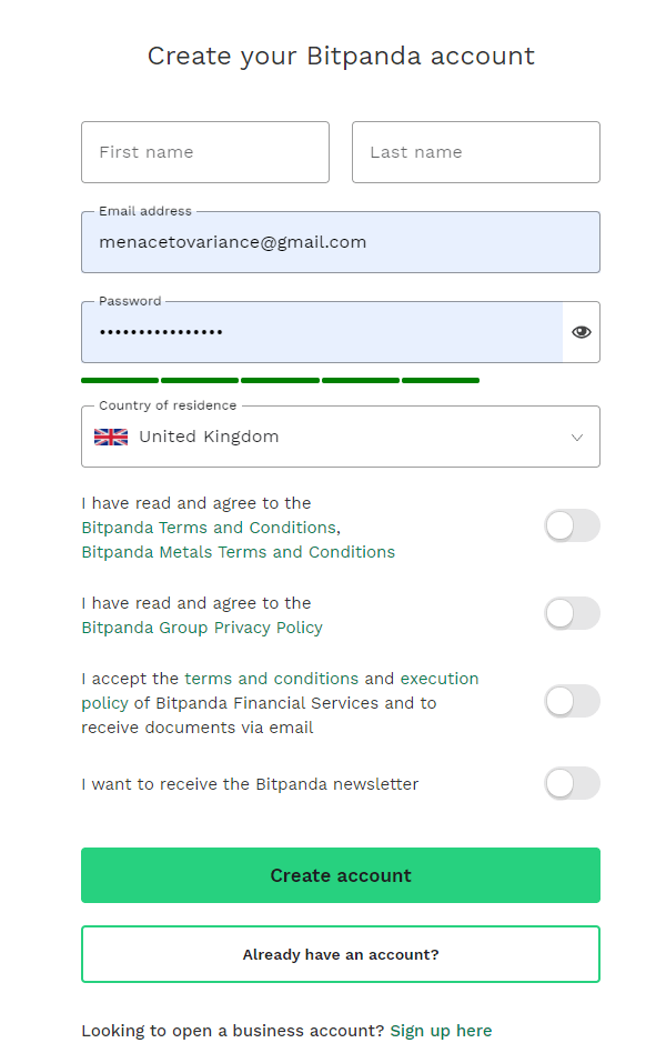 bitpanda review - registration