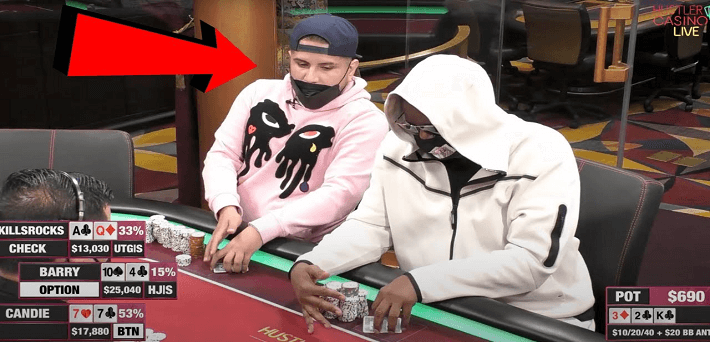 "Skillsrocks" banned from Hustler Casino Live for looking at his opponents cards