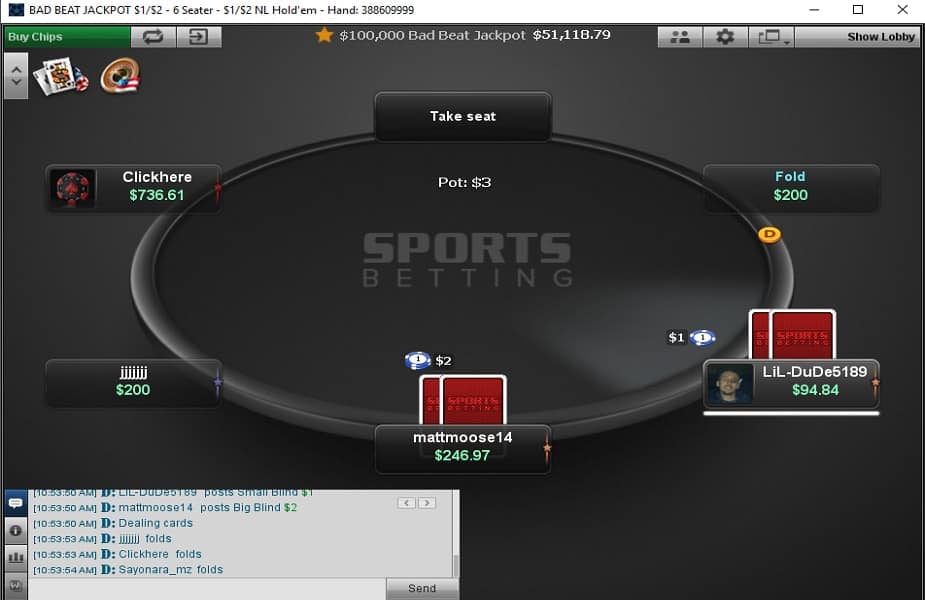 Sportsbetting Cash Game Table Sportsbetting Cash Game Table