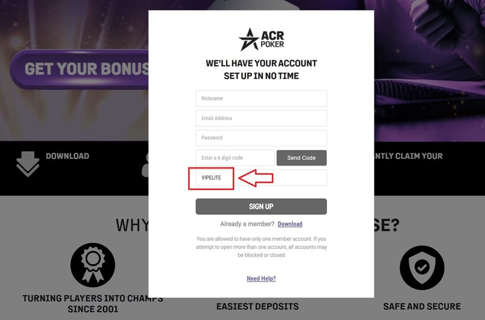 Providing the ACR promo code
