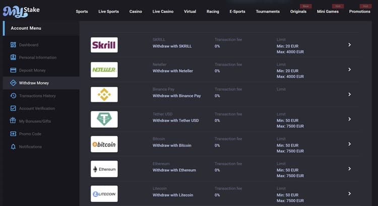 MyStake Payment Methods MyStake Payment Methods