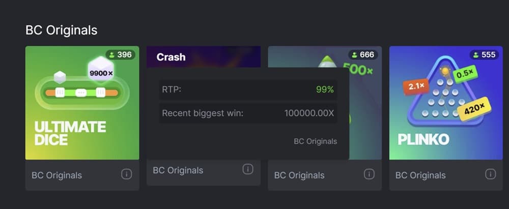 RTP Rates in the BC.Game casino RTP Rates in the BC.Game casino