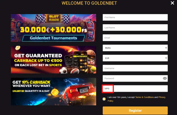 goldenbet promo code