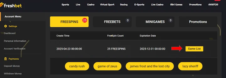 freshbet casino no deposit free spins