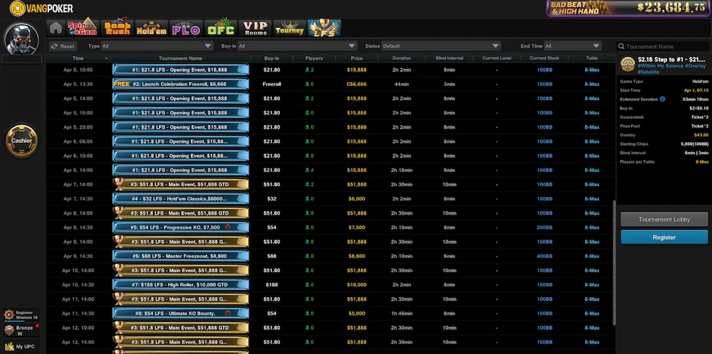 vangpoker launch festival events