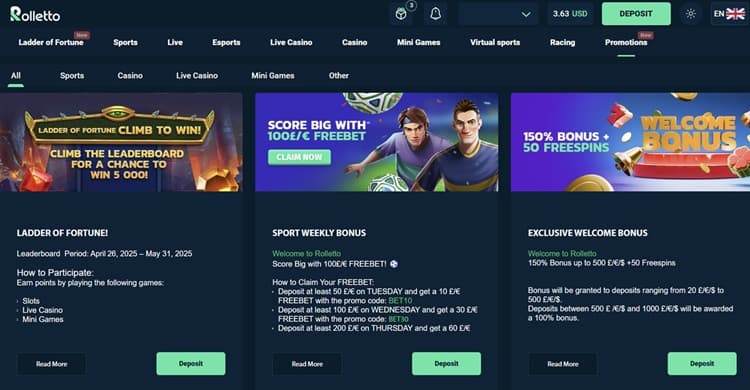 Rolletto Casino and Sportsbook Promotions Rolletto Casino and Sportsbook Promotions