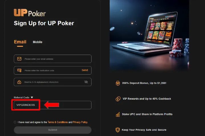 uppoker bonus code