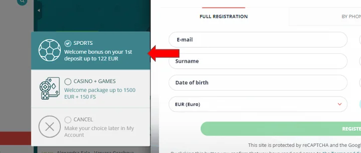 22bet bonus for new players choose during registration